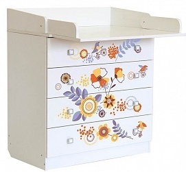 Детский пеленальный комод Polini kids 1580 Прогулка, 80x46x92 см, белый