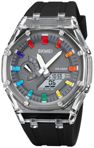 Кварцевые SKMEI 2100BKGY пластик, нержавеющая сталь