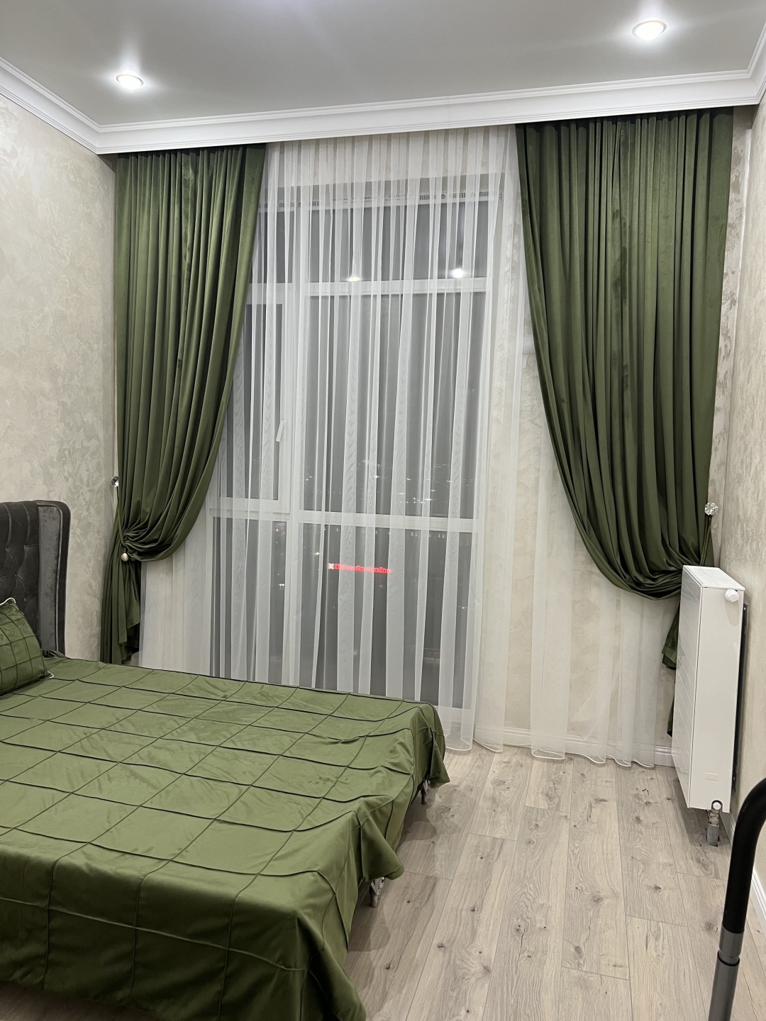 Комплект Ажар 270x298 см 2 шт, сетка, бархат, зеленый, белый