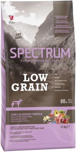 Lider Spectrum Low Grain Для собак средних и крупных пород с ягненком и голубикой 12 кг