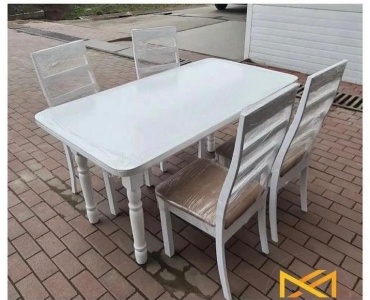 Комплект NUR 573944, стол 120х80 см + 4 стула, белый, бежевый