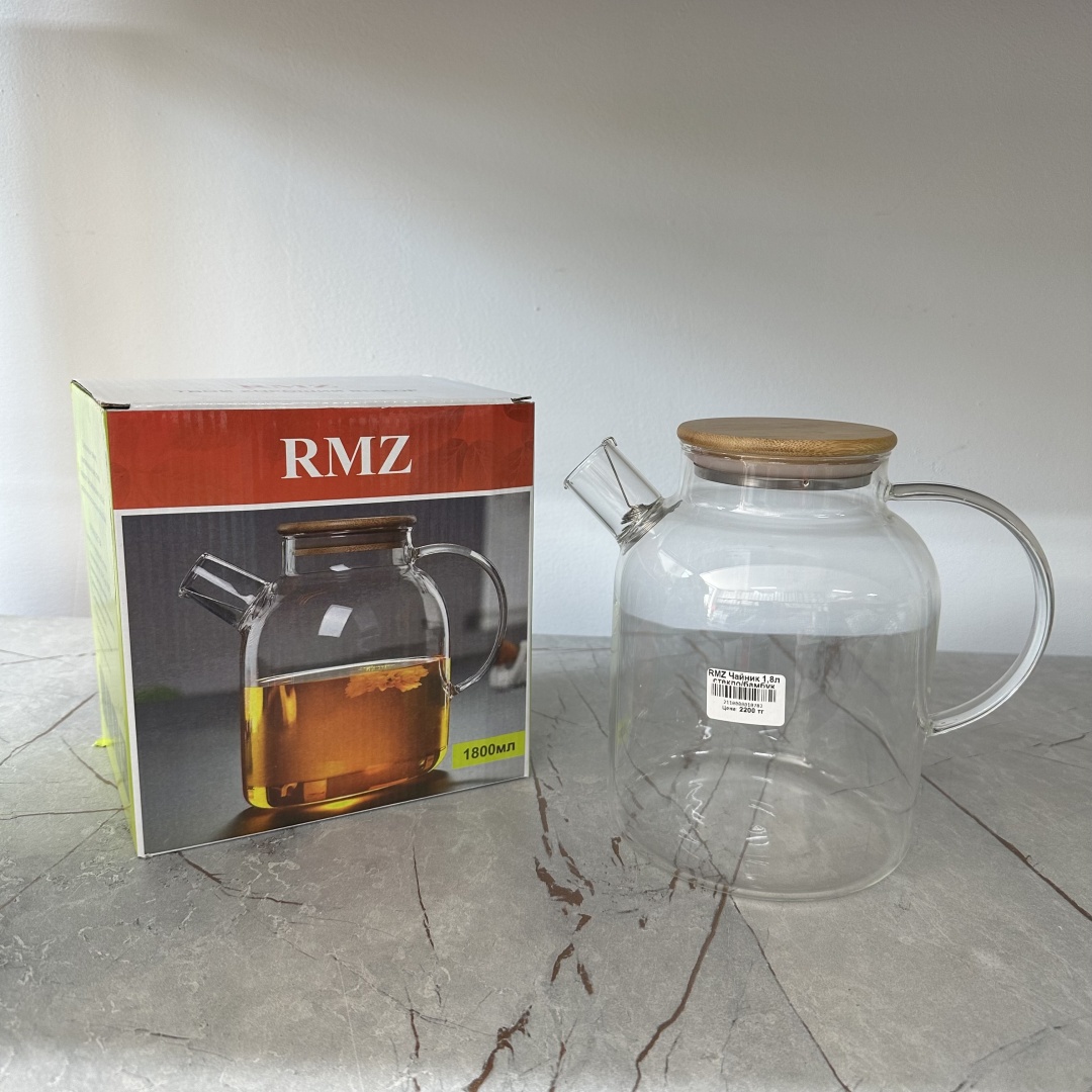Чайник RMZ 54212 1.8 л, нержавеющая сталь, стекло, бамбук