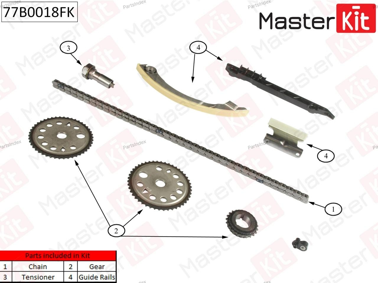 MASTERKIT Цепь ГРМ - Газораспределительного Механизма (комплект) 77B0018FK