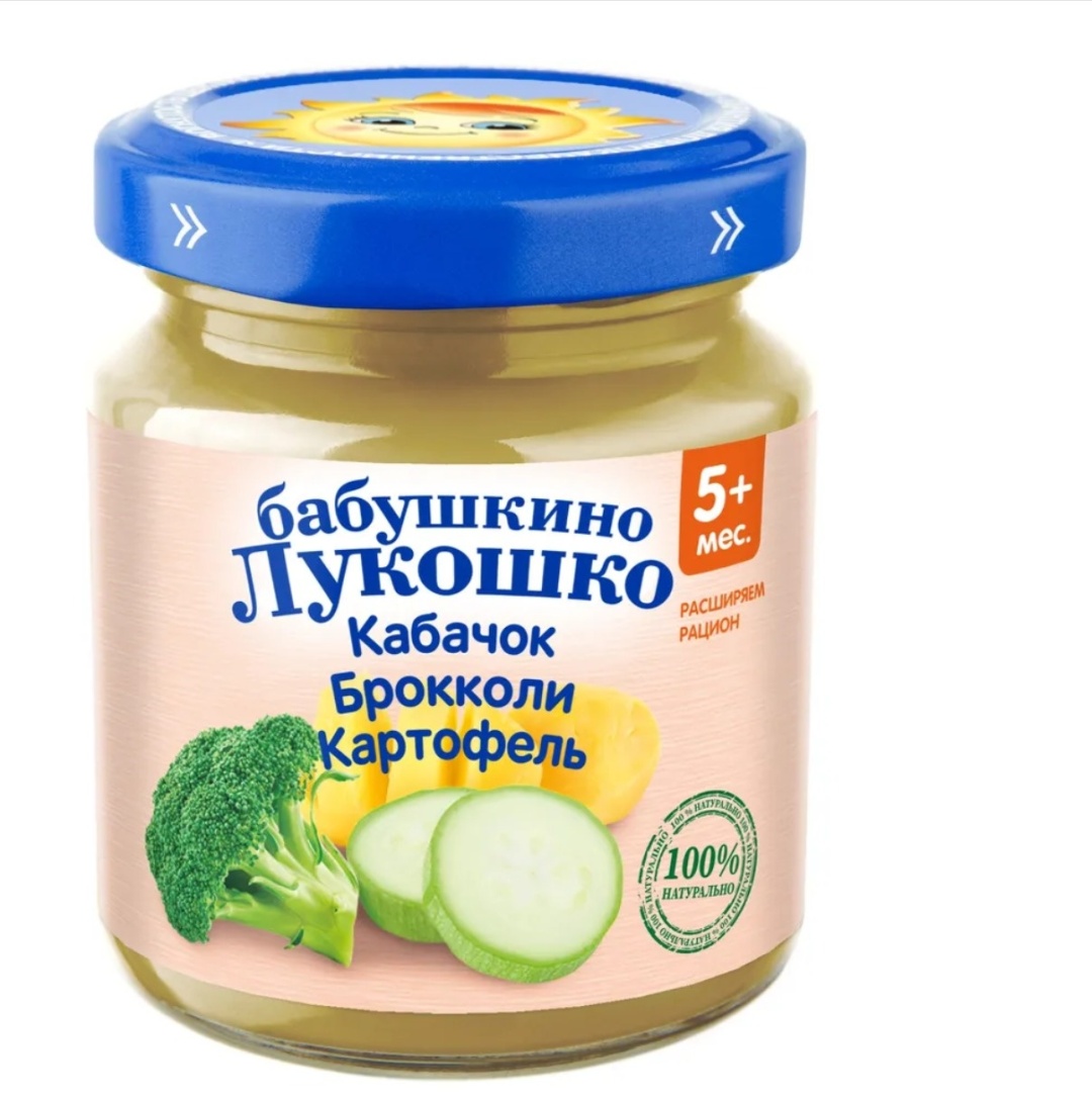 Купить Детское пюре Бабушкино Лукошко кабачок, картофель, брокколи 100 ...