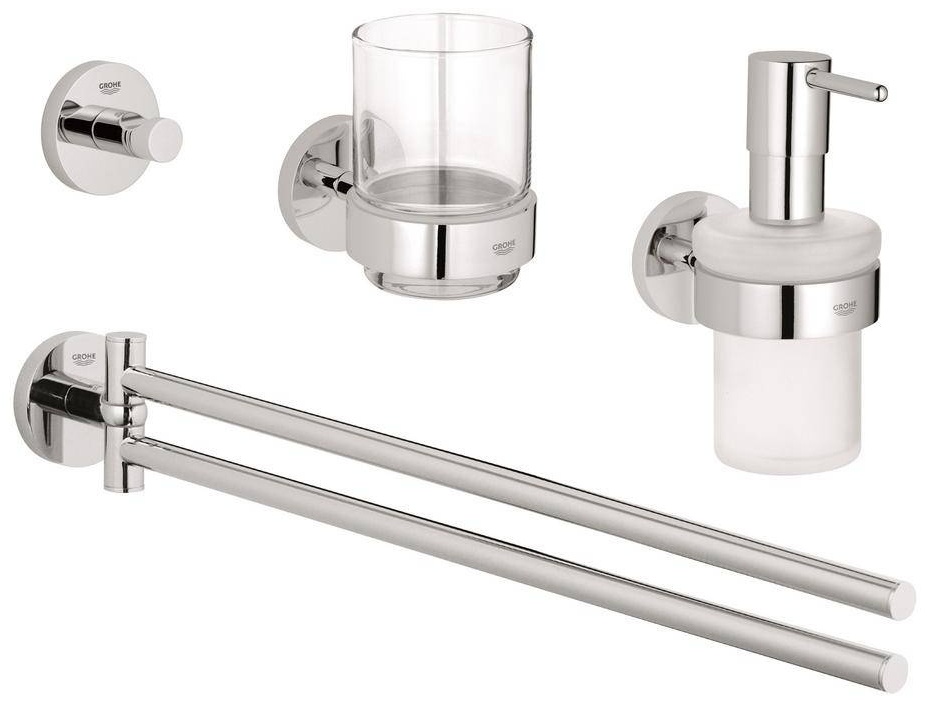 Grohe набор держателей Essentials 40846001 4 шт, стекло, металл