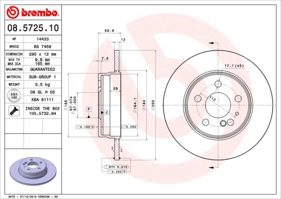 BREMBO Тормозной Диск 08572510