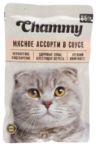 Chammy кусочки в соусе мясное ассорти 85 г 25 шт