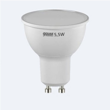 Gauss 5.5W GU10, светодиодная, теплый белый