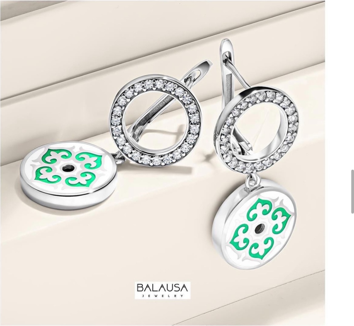 Balausa Jewelry E185-2(1-9) 18р. вес 9 г серебро, фианит, эмаль