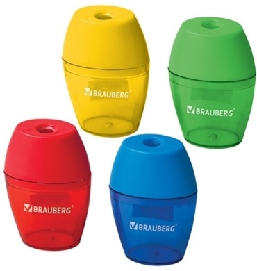 Точилка ручная Brauberg Diamond 222491, 1 шт, желтый, красный, синий, зеленый