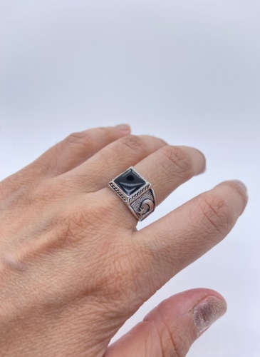 Перстень Silva jewelry 16385229 размер 17.5 нержавеющая сталь, медицинский сплав, эмаль, серебристый