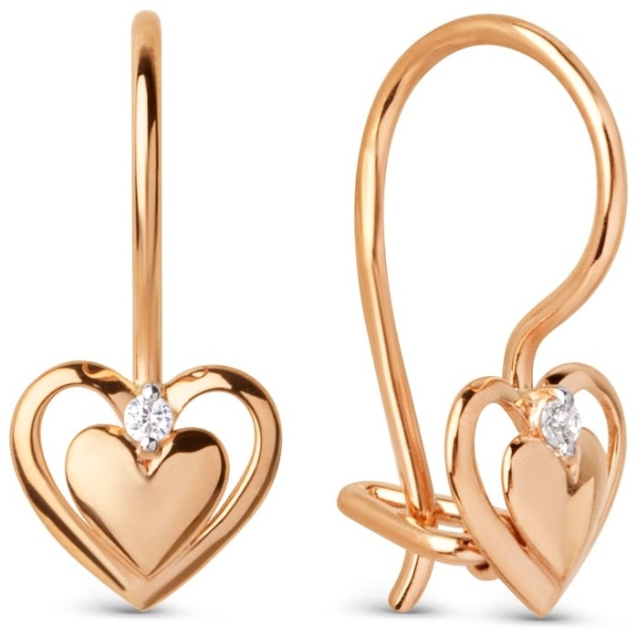 Серьги DINASTIYA 022762-1102 вес 0.91 г золото, фианит