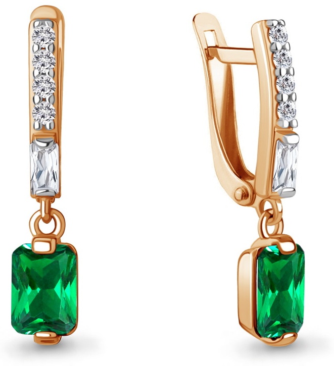 Серьги AQUAMARINE 49828АГ вес 2.68 г серебро, наноизумруд