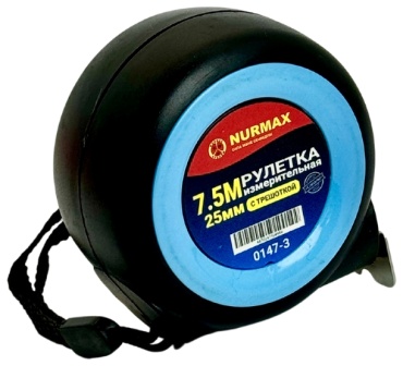 Nurmax рулетка строительная, бытовая 0147-3, 7.5 м х 25 мм