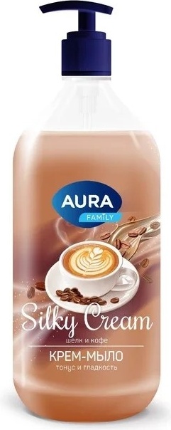 Жидкое мыло банное AurA Silky Cream Шелк и кофе 1000 мл