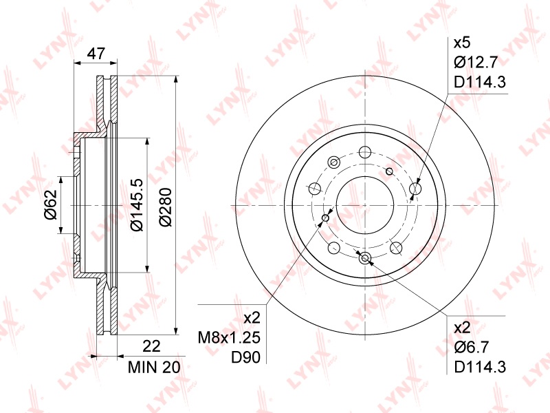 Диски LYNXauto передние BN1134
