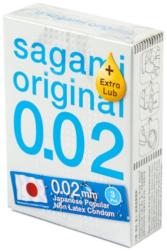 Презервативы Sagami Original 002 + EXTRA LUB 3 шт