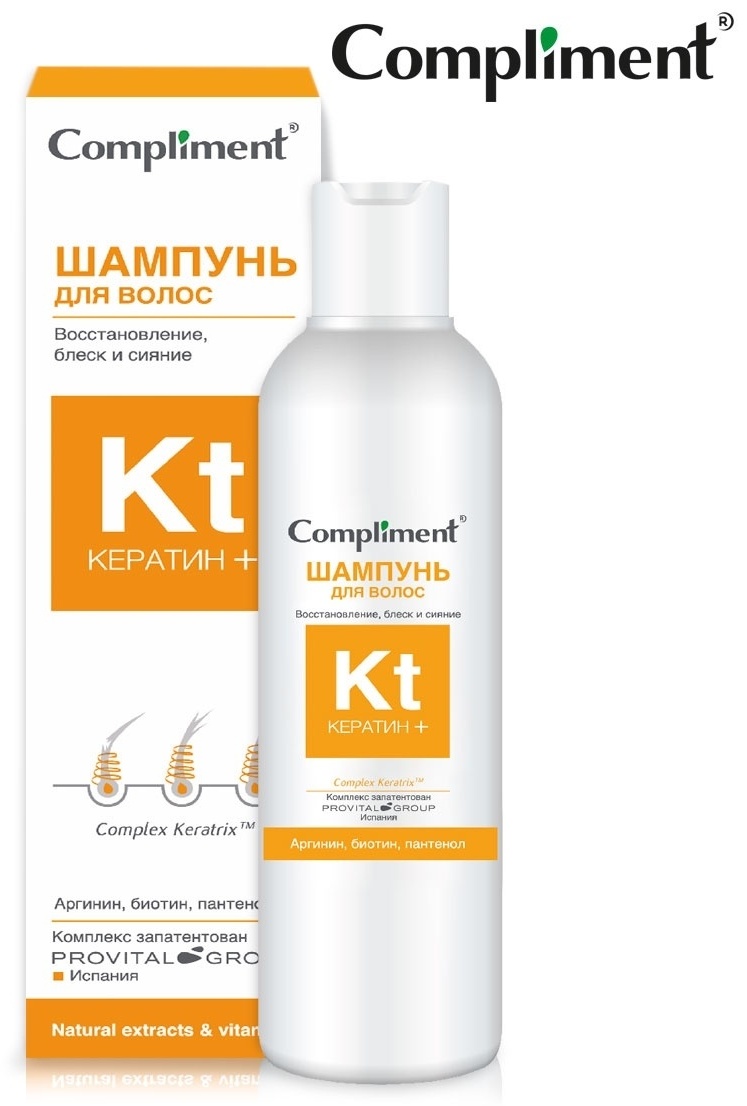 Купить Compliment Кератин+ восстановление, блеск и сияние шампунь 200 ...