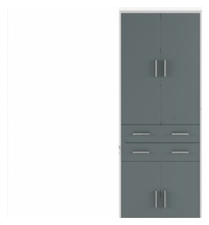 Распашной шкаф Гербор Каби 4Д 2Я, 79x221х35 см, серый