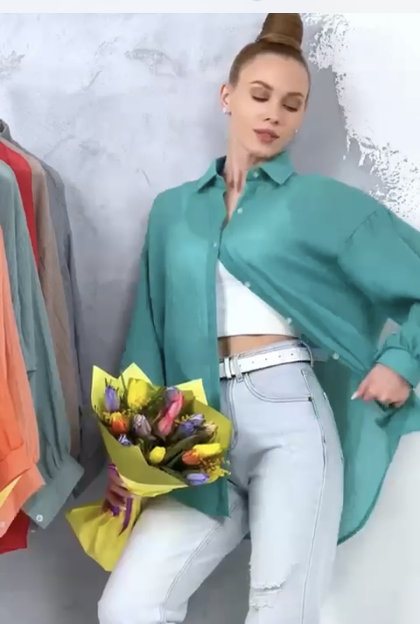 Рубашка IN STYLE зеленый, бирюзовый