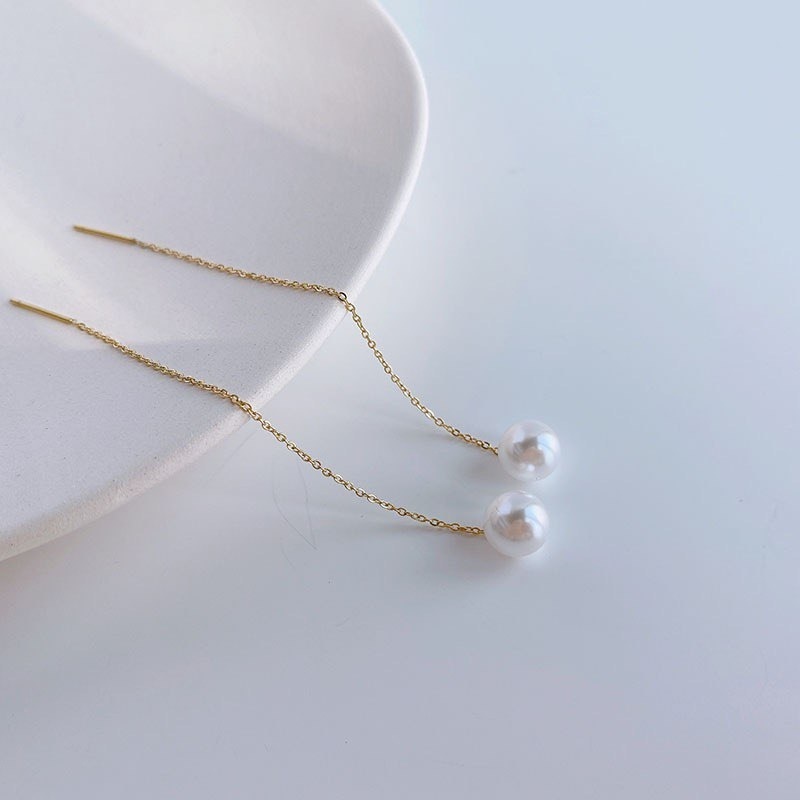 Серьги Stainless Steel титан, искусственный жемчуг