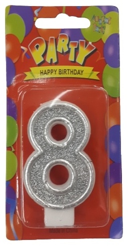 Свеча PARTY цифра 8, 1 шт 7 см