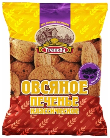 Печенье Трапеза овсяное с изюмом 350 г