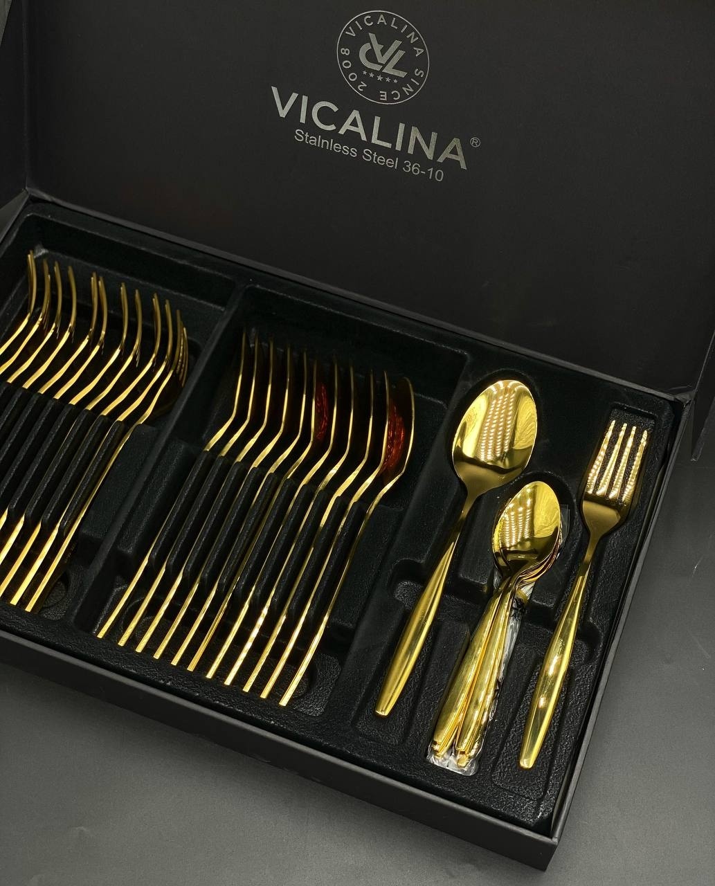 Набор столовых приборов Vicalina 36 шт, золотистый 36-10