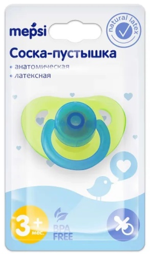 Пустышка Mepsi 0302, 1 шт, зеленый
