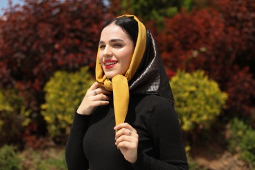Косынка Sara Hats размер универсальный, черный, горчичный