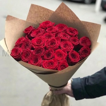 Talan flowers моно-букет с открыткой роза 25 шт 60 см