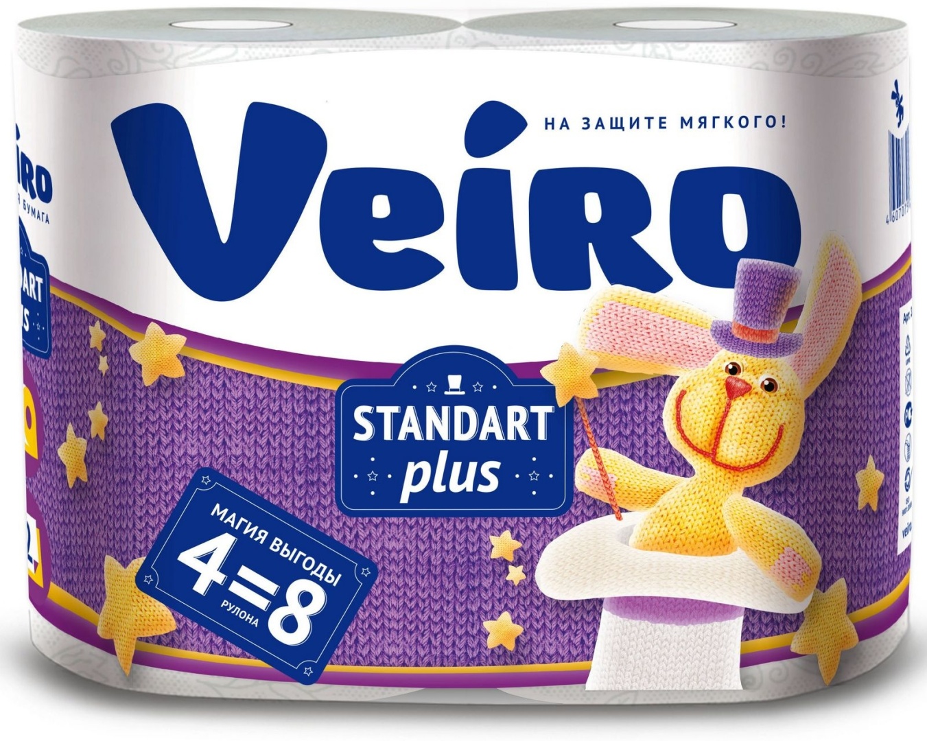 Veiro Standart Plus туалетная бумага 2-слойный 4 шт, смешанная целлюлоза