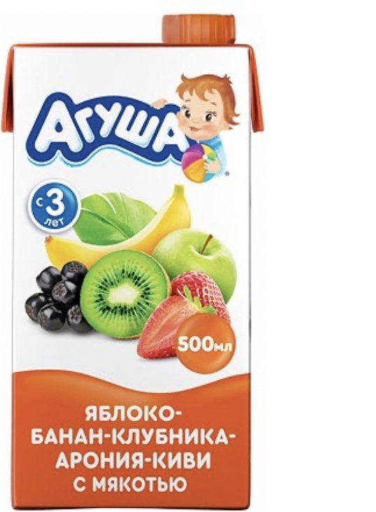 АГУША СОК 500мл ЯБЛОКО БАНАН КЛУБНИКА С МЯКОТЬЮ С 3 ЛЕТ