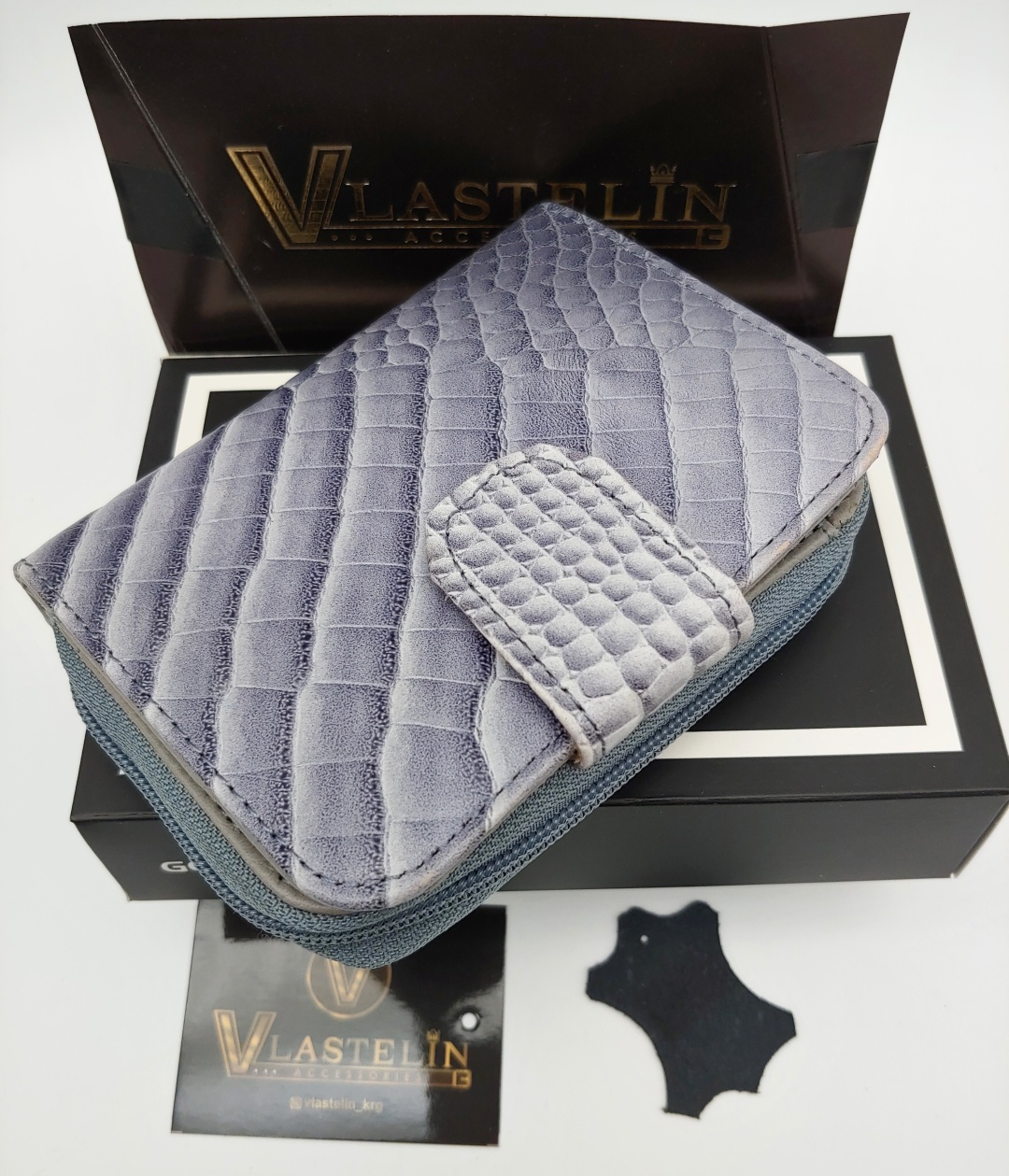 Кошелек Vlastelin натуральная кожа серый