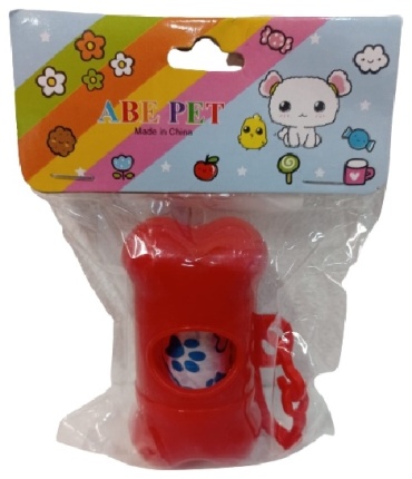 ABE PET Диспенсер-косточка + 15 пакетов 4446 красный 1 шт