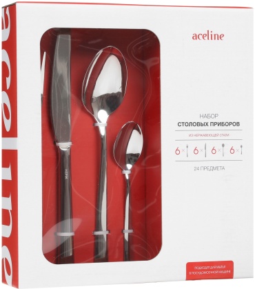 Набор столовых приборов Aceline 24 шт, серебристый CS-590