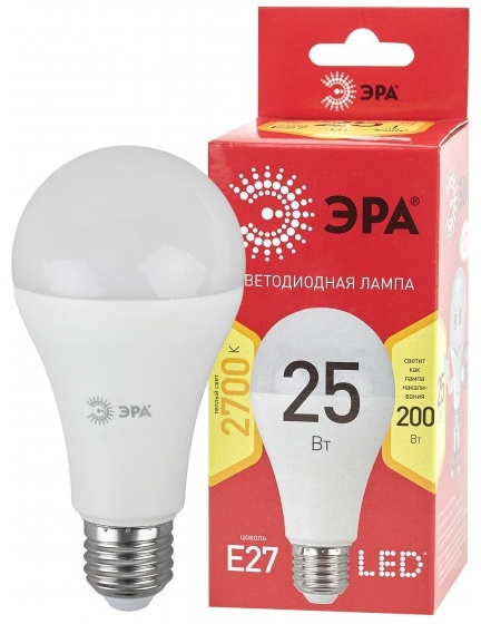 ЭРА 25W E27, светодиодная, теплый белый