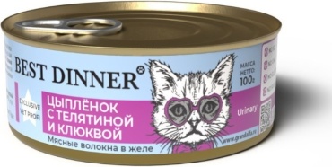BEST DINNER кусочки в желе цыпленок, телятина, клюква 100 г 1 шт