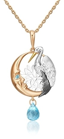 Подвеска ЮЗ Платина 03-3215-00-201-1111-75 вес 2.96 г золото, эмаль, топаз