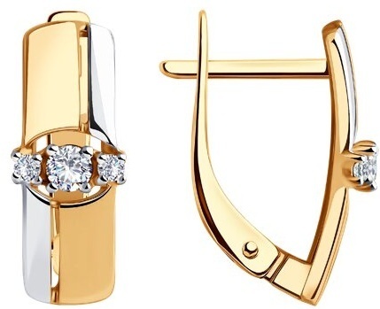Серьги Diamant 51-120-00819-1 вес 2.39 г золото, фианит