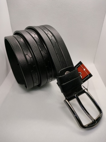 Ремень Genuine Leather натуральная кожа 115 см черный