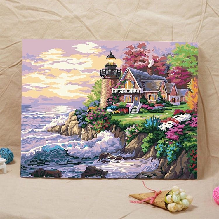 Картина Маяк у моря холст на подрамнике 40x50 см