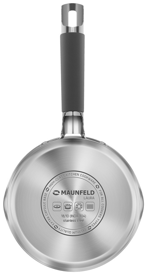 Ковш MAUNFELD LAURA МSP16S08GR из нержавеющей стали со стеклянной крышкой, 16 см, 1,6 л. 5