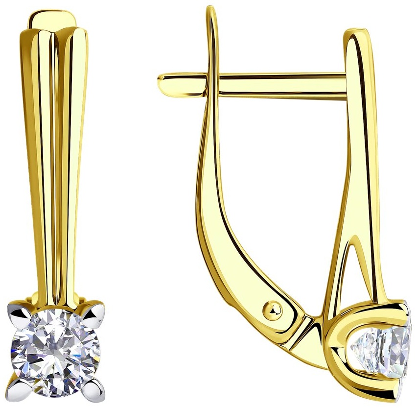 Серьги Diamant 53-120-00782-1 вес 2.13 г золото, фианит