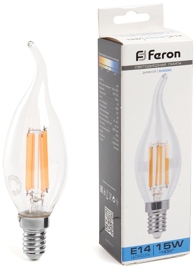 Feron 15W Е14, светодиодная, дневной белый