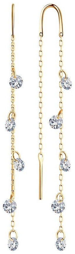 Серьги-цепочки SOKOLOV EAR-SO-585-436871 вес 1.88 г золото, фианит