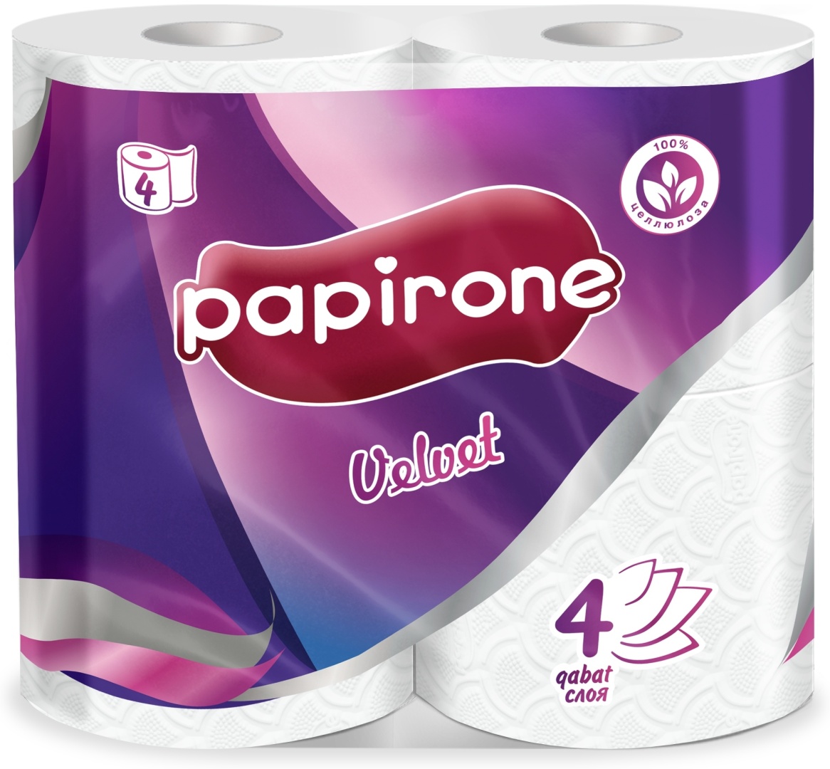 PAPIRONE туалетная бумага 4-слойный 4 шт, первичная целлюлоза
