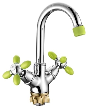 Смеситель для раковины (умывальника) Casela CL51010G цвет зеленый, хром, двухзахватный