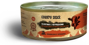 Country snack Телятина с потрошками для щенков и взрослых всех пород 100 г 1 шт