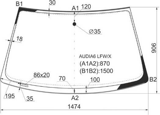 XYG AUDIA6LFWX лобовое для Audi A6, S6 1997-2004
